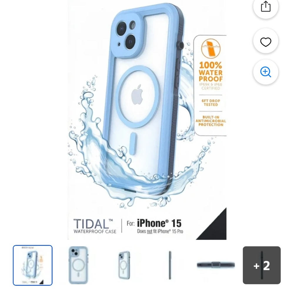 Waterproof Case for iPhone 15 - Light Blue